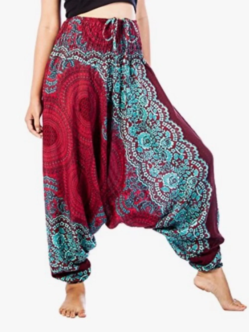 Blue Printed Boho Harem Pants - RED PRINT SHOWN FOR STYLE ONLY!